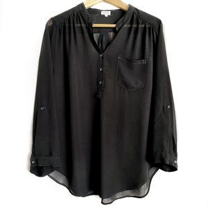 Women's blouse. Black chiffon, elegant. Size L Junior (fits adult M)